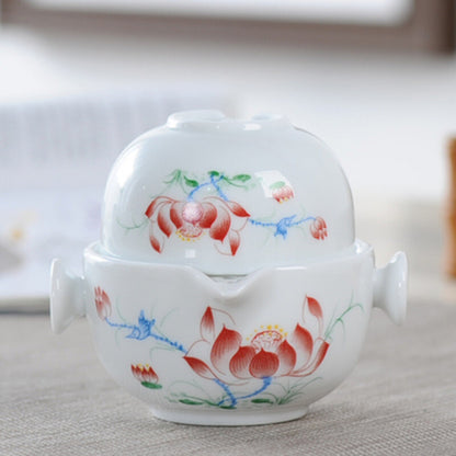 Ceramics Tea Set Include 1 Pot 1 Cup Porcelain Gaiwan Teapot Kung Fu Travel