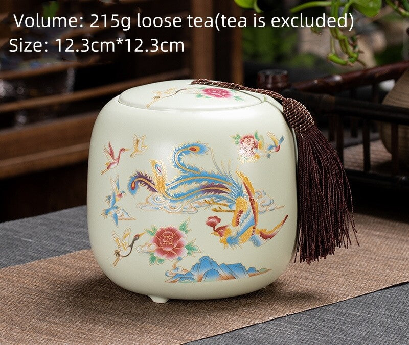 Chinese Canister Porcelain Jug With Lid Sealed For Loose Tea Small Size Ceramic