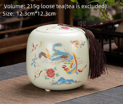 Chinese Canister Porcelain Jug With Lid Sealed For Loose Tea Small Size Ceramic