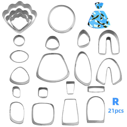21Pcs DIY Stainless Steel Clay Earrings Set Jewellery Cutting Mold Making Tool