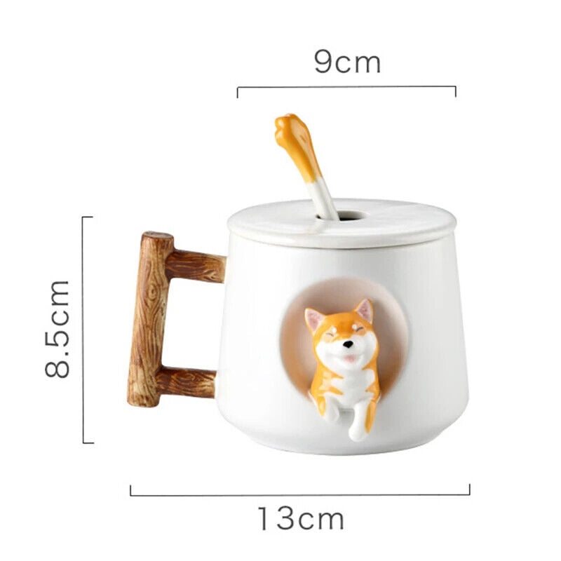 Ceramic Coffee Mug Lid Spoon Girls Gift Milk Tea Creative Breakfast Cups