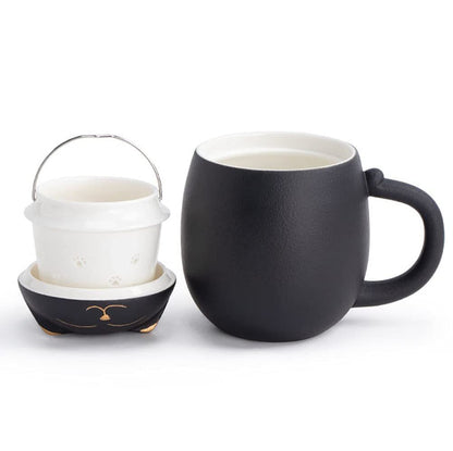 350ml Lucky Cat Tea Mug Tea Cup Creative Ceramic Cup Filter Water Mug Tea Set