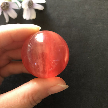 40mm Natural Red Smelting Quartz Crystal Sphere Ball Healing Reiki Rock W/ Stand