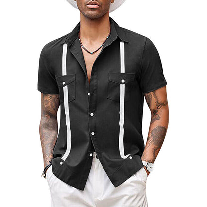 Men T-shirt Short Sleeve Tops Blouse V Neck Casual Shirts Baggy Beach Fashion ⊰