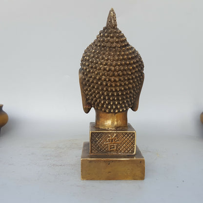 Brass Buddha Head Stamp Buddhism Illuminates Sculpture Statue Stamp Feng Shui