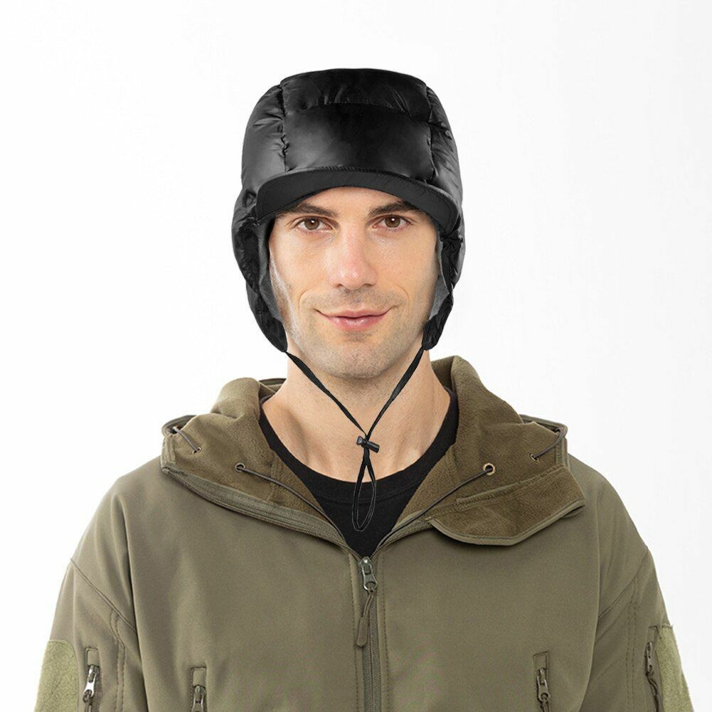 Thermal Hat Windproof Duck Down Peaked Warm Fleece Soft Cycling Hunting Outdoor