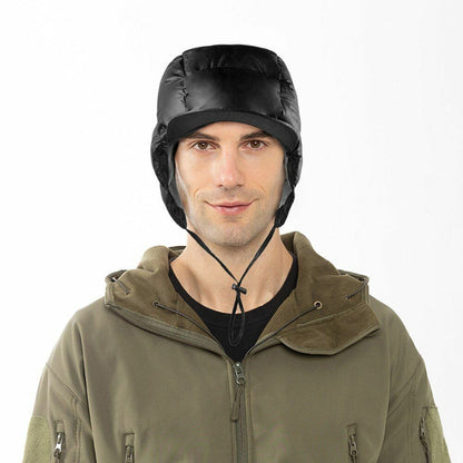 Thermal Hat Windproof Duck Down Peaked Warm Fleece Soft Cycling Hunting Outdoor