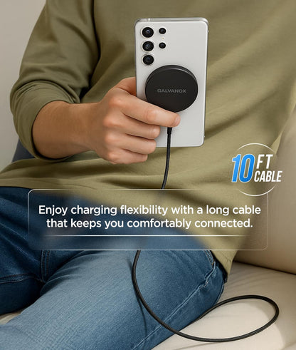 Long Magnetic Charger for Samsung, Compatible with Magsafe - Set Includes Fast C