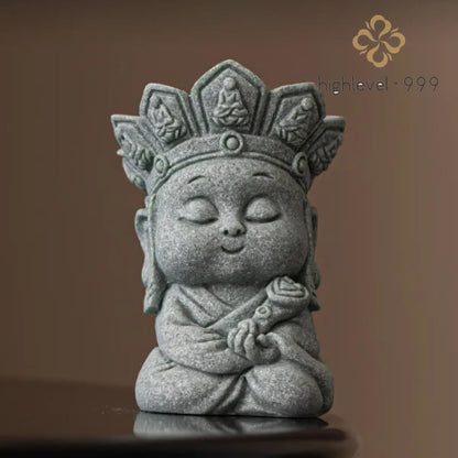 Sandstone Ruyi Silent Buddha Tea Pet Handmade 8.5cm Tea Statue Ornament Tea Play