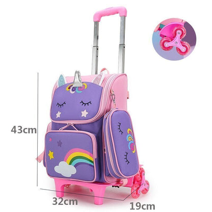 School Bags Backpack girls Trolley Bag Wheels Student Kids Backpack Bag