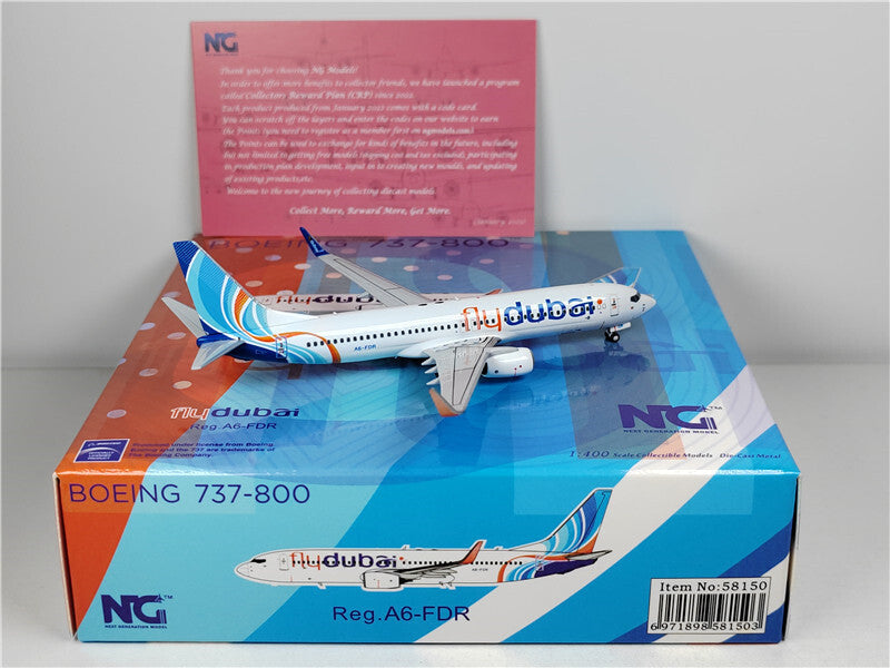 NG Models FOR Dubai Airlines FlyDubai FOR BOEING B737-800 A6-FDR 1:400 Model