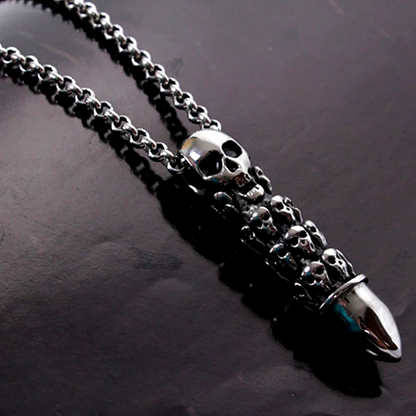 Cadena Bala de Calavera para Hombre Mujer Collar de Acero Inoxidable Lujo
