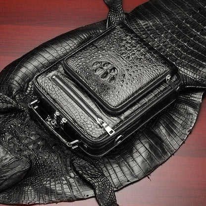 Handcrafted Crocodile Skin Leather 12" Men's Luxury Shoulder/Messenger Handbags