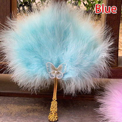Feather Hand Fan Butterfly African Bride Bridesmaid Performance Dance Photo Prop