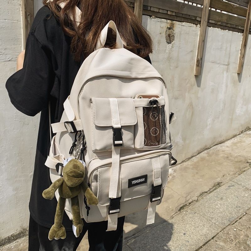 Black Nylon Casual Travelling Backpacks AntiTheft Rucksack School Bag 31*15*45CM