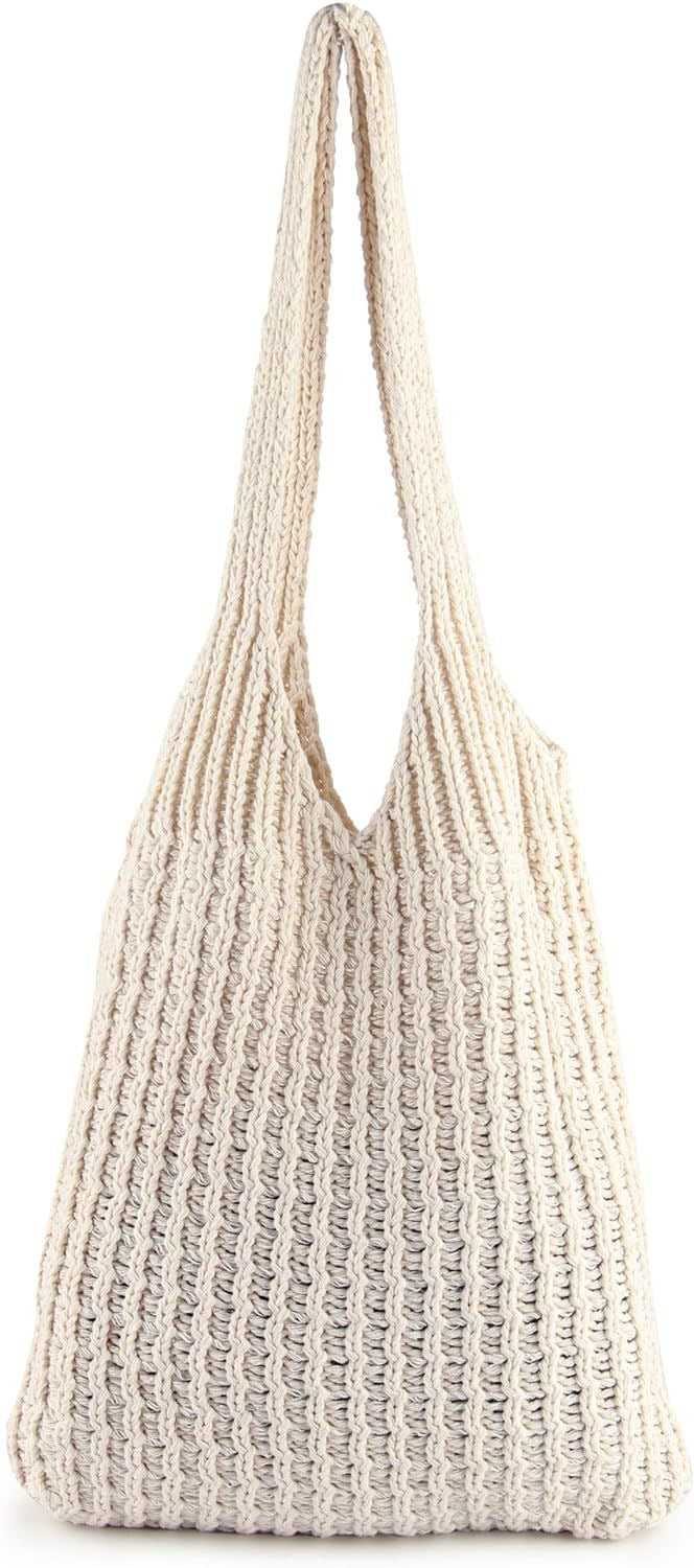 ENBEI Women's Shoulder Handbags Hand crocheted Bags large White