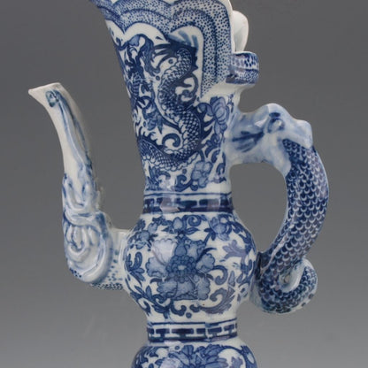 8.6' Chinese Old Handmade Blue White Porcelain Dragon Pattern Teapot Tea Set