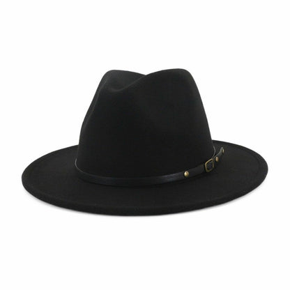 Hats Women Flat Wide Brim Wool Felt Men Black Red Goth Vintage Wedding Elastic