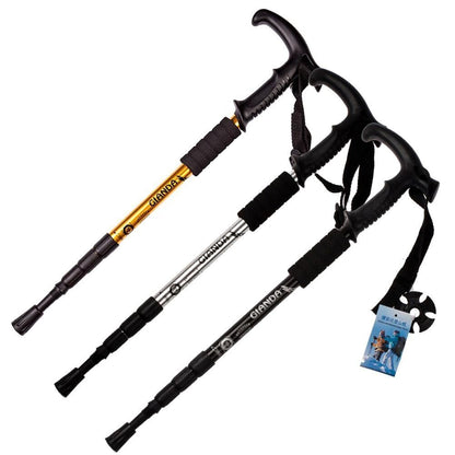 Outdoor Camping Hiking Trekking 4-section Adjustable Canes Folding Walking Poles