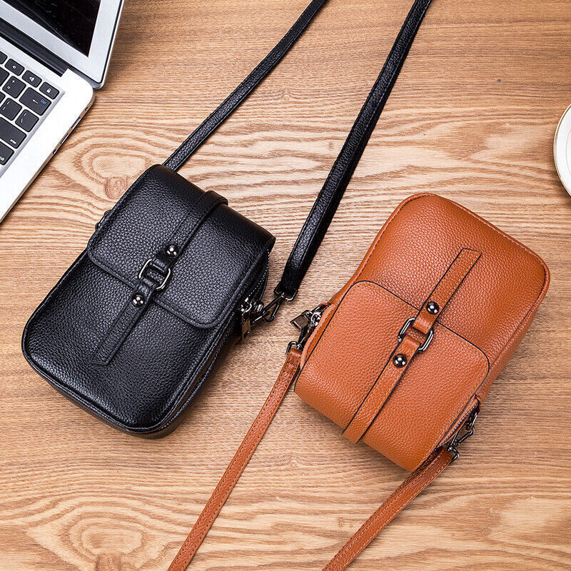 Womens Small Crossbody Bag Genuine Leather Vintage Shoulder Bag Cell Phone Purse