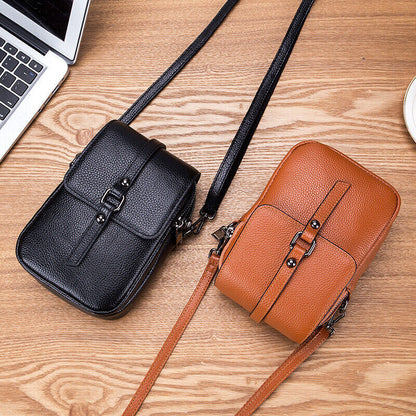 Womens Small Crossbody Bag Genuine Leather Vintage Shoulder Bag Cell Phone Purse