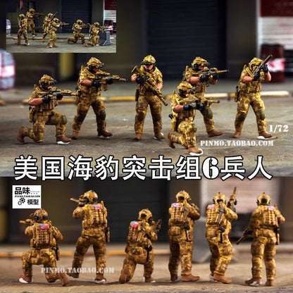 Homemade 1/72 U.S. Navy SEALs 6-Persons Team Finished Painted Model Ornament