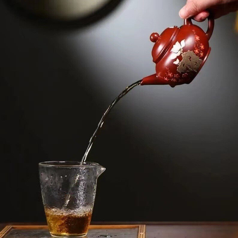 200ml Real Yixing Zisha Dahongpao Clay Tea Pot Floral Relief Chinese Master Pot