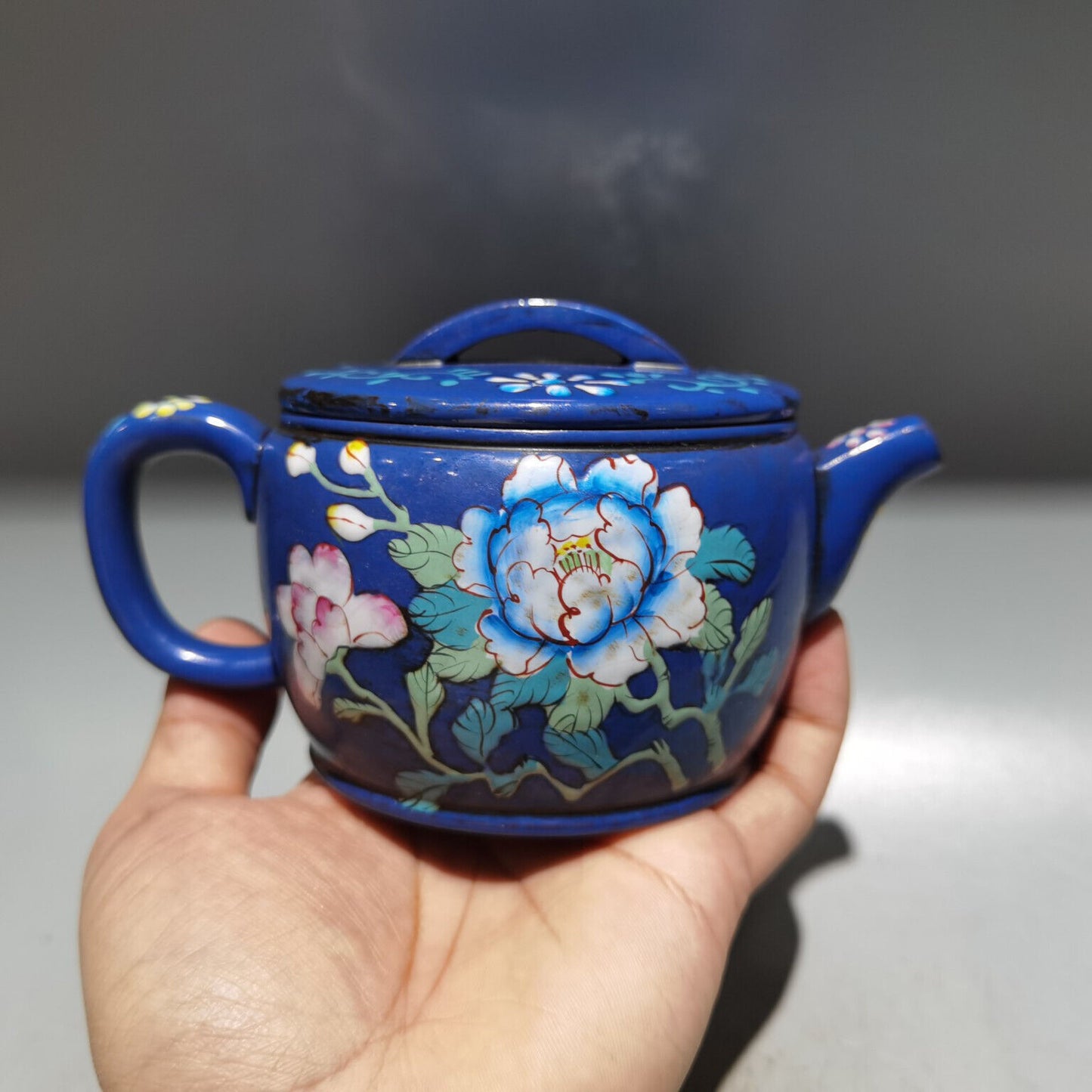 Chinese Yixing Zisha Clay Handmade Exquisite Teapot（珐琅彩四方竹壶 底款：老艺人）