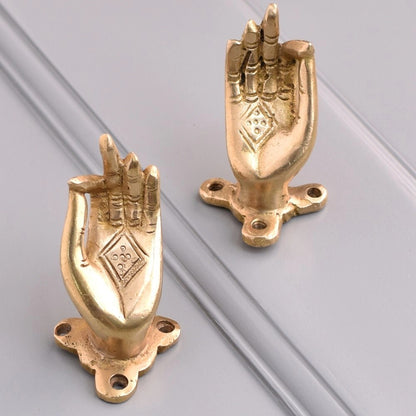 Set of 2 Antique Look Mudra Brass Drawer Handle in Golden Finish