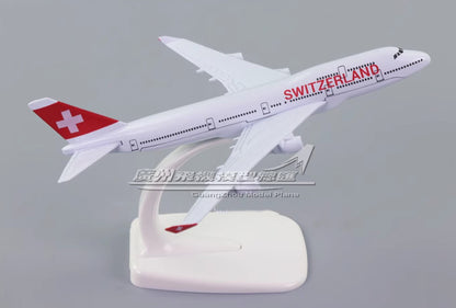 16cm Switzerland Boeing 747-400 Passenger Airplane Diecast Plane Aircraft Model