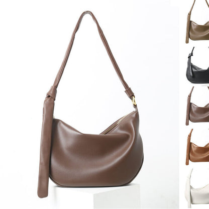Draped Leather Shoulder Bag Crossbody Tote Hobo Purse Knotted Saddle Handbag