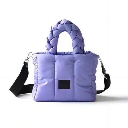 Quilted Tote Bags Women Down Handbags Woven Handle Shoulder Bag Winter Bag