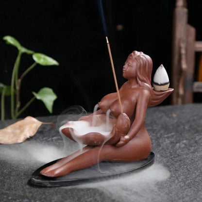 Purple Teahouse Incense Ceramic Crafts Incense Waterfall Censer Decor Ornaments