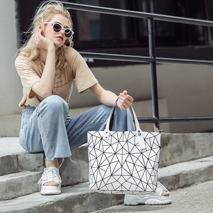 Women Bags Beach Large Tote Hologram Shoulder Bag Geometric Pouch 40*7.5*31.5 CM