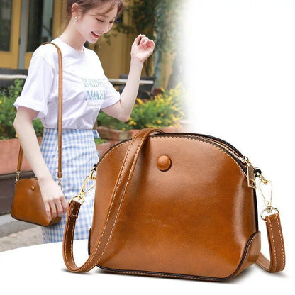 Vintage Shell Shoulder Bag High Quality Oil Synthetic Leather Bags Handbag Purse