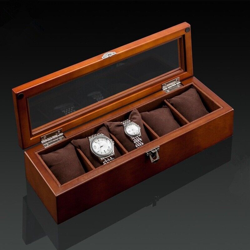 Men Watch Box Organizer Top Wooden Display Fashion Storage Holder Case 3~12Slots
