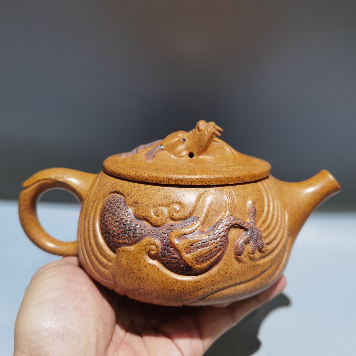 Vintage Chinese Yixing Purple Clay Teapot Zisha Ceramic Dragon Teaware Nice Rare