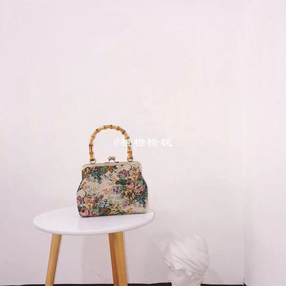 Vintage Flower Handbag Embroidery Shoulder Bags Handmade Tote Purses 22*18*6 CM
