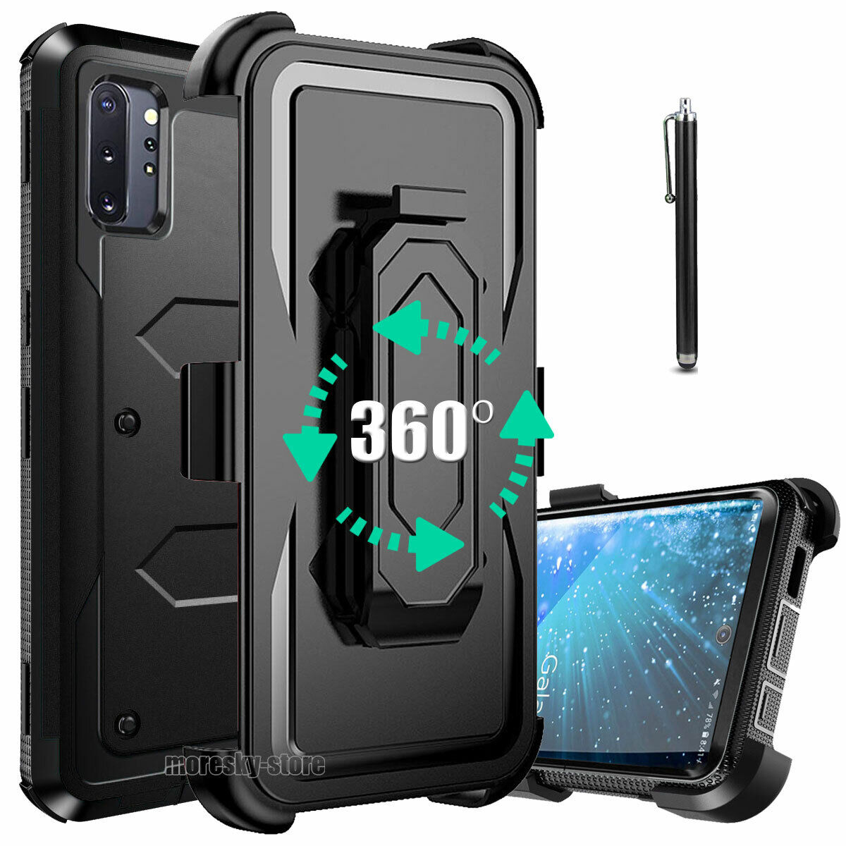 For Samsung Galaxy Note10+ Shockproof Case, w Belt Clip Stand Rugged Phone Cover