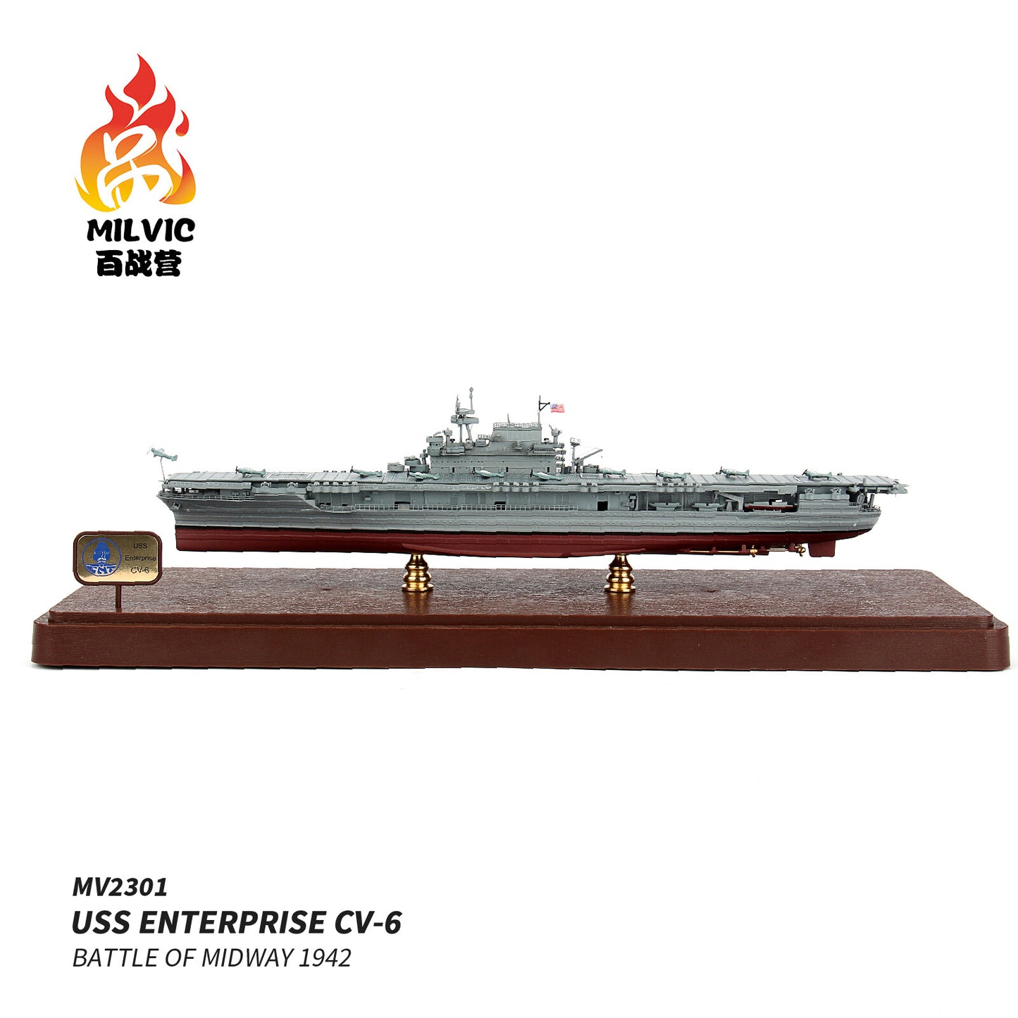 1:700 MILVIC USS ENTERPRISE CV-6 BATTLE OF MIDWAY 1942 Warship Diecast Model