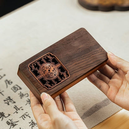 Red Sandalwood Incense Box Portable Hollow Carved Storage & Burning Wood Case
