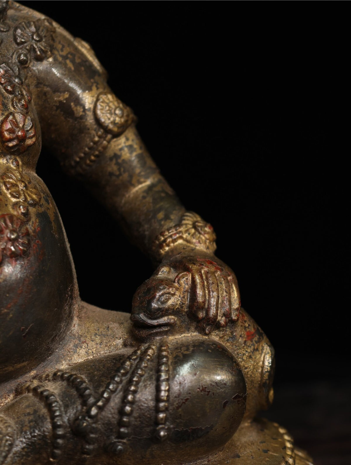 7.5" Old Antique Tibetan Buddhism Bronze Gilt Yellow Jambhala Buddha Statue