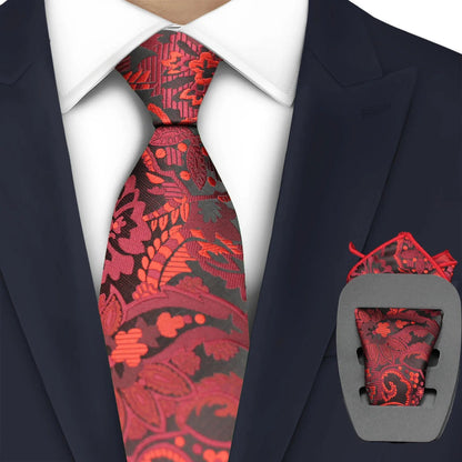 Men Necktie 2Pcs Jacquard Woven Paisley Tie Handkerchief Business Party Wear 7cm