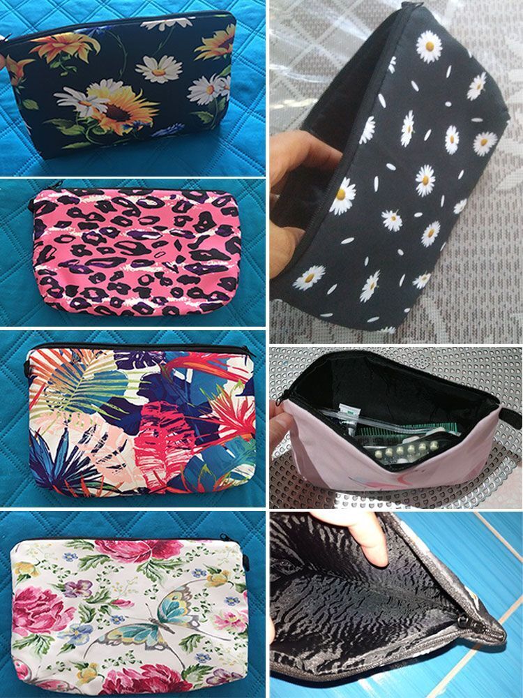 Makeup Bag Travel Storage Purse Mini Toiletry Bags Black Cat Print Cosmetic Case