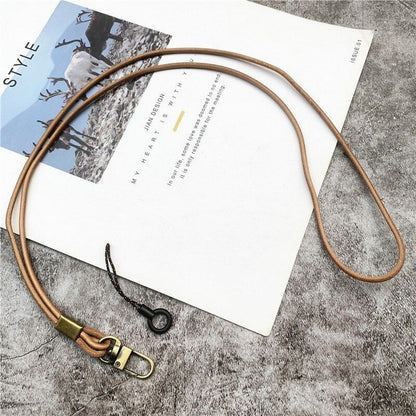 Mobile Phone Straps Cowhide Lanyards Key Leather Card Badge Neck Sling Band 50cm