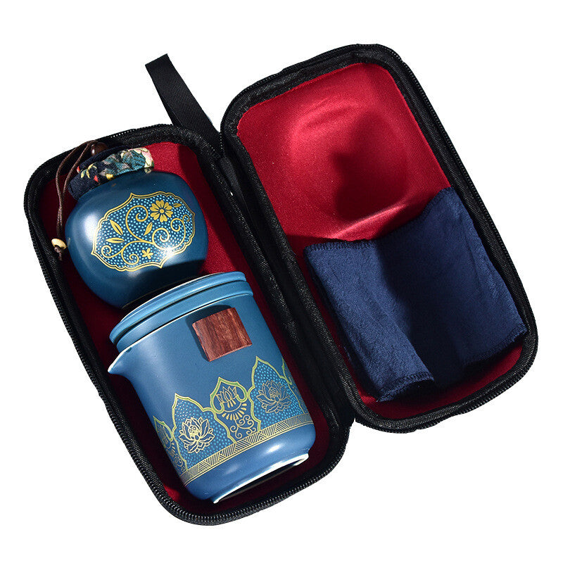 Chinese Travel Tea Set Porcelain Tea Pot With Lid Matching Tea Cup Portable Bag