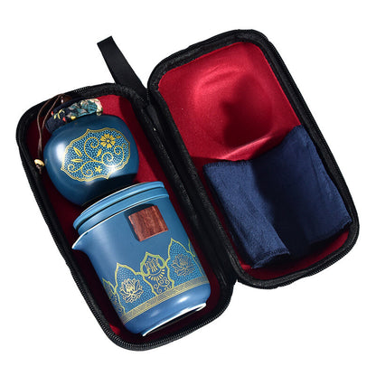 Chinese Travel Tea Set Porcelain Tea Pot With Lid Matching Tea Cup Portable Bag