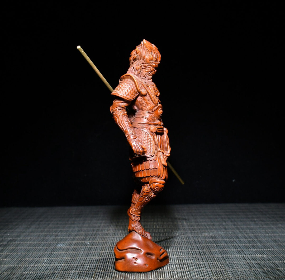 Chinese Collection Boxwood Hand-carved Exquisite Monkey King Sun WuKong Statue