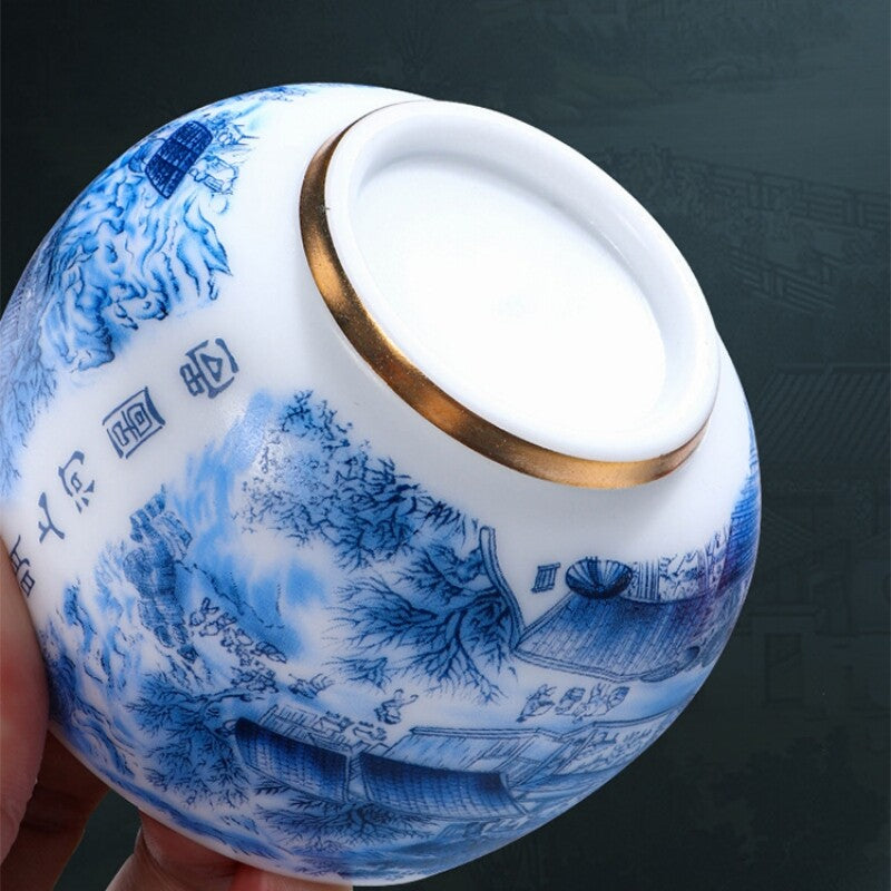 Porcelain Tea Cup Along The River During The Qingming Festival Print Master Cup