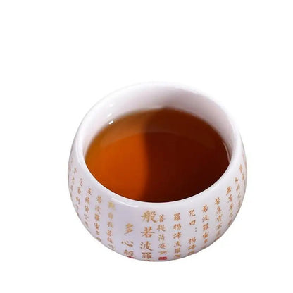 170ml Chinese Heart Sutra Baifu Master Cup White Jade Porcelain Kung Fu Teaset